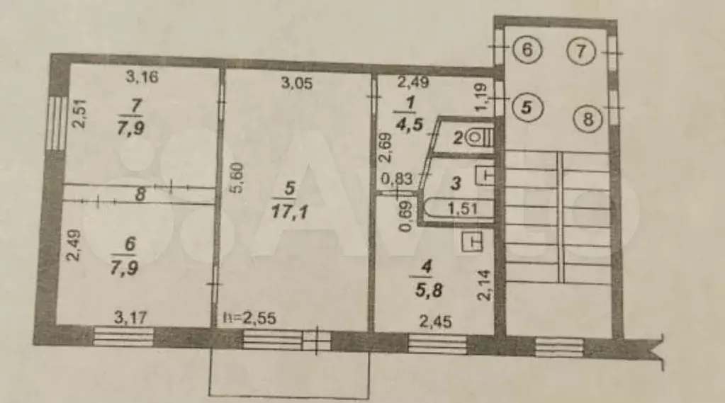 3-к. квартира, 47,7 м, 2/5 эт. - Фото 0
