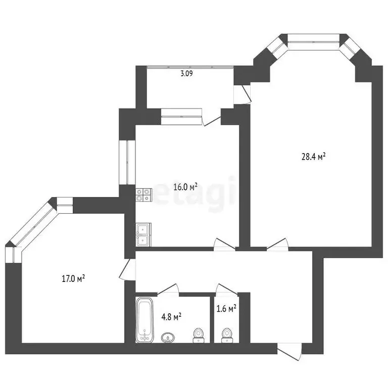 2-комнатная квартира: Астрахань, улица Менжинского, 4к1 (79.8 м) - Фото 0