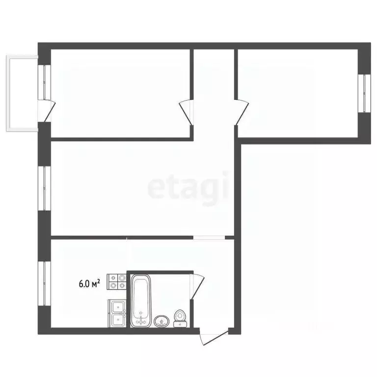 3-к кв. Саратовская область, Балашов ул. 50 лет ВЛКСМ, 9 (58.9 м) - Фото 1