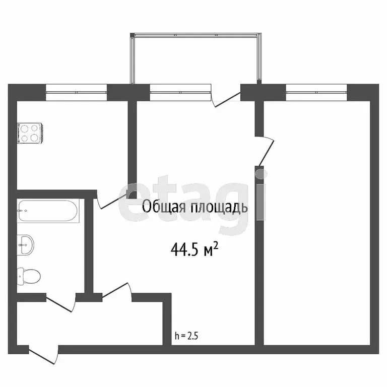 2-комнатная квартира: Томск, улица Мичурина, 73 (46.2 м) - Фото 0