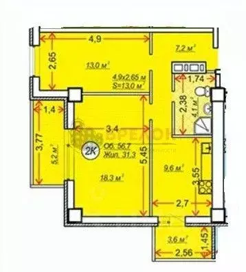 2-к кв. Ростовская область, Ростов-на-Дону 2-я Баррикадная ул., 4с3 ... - Фото 2