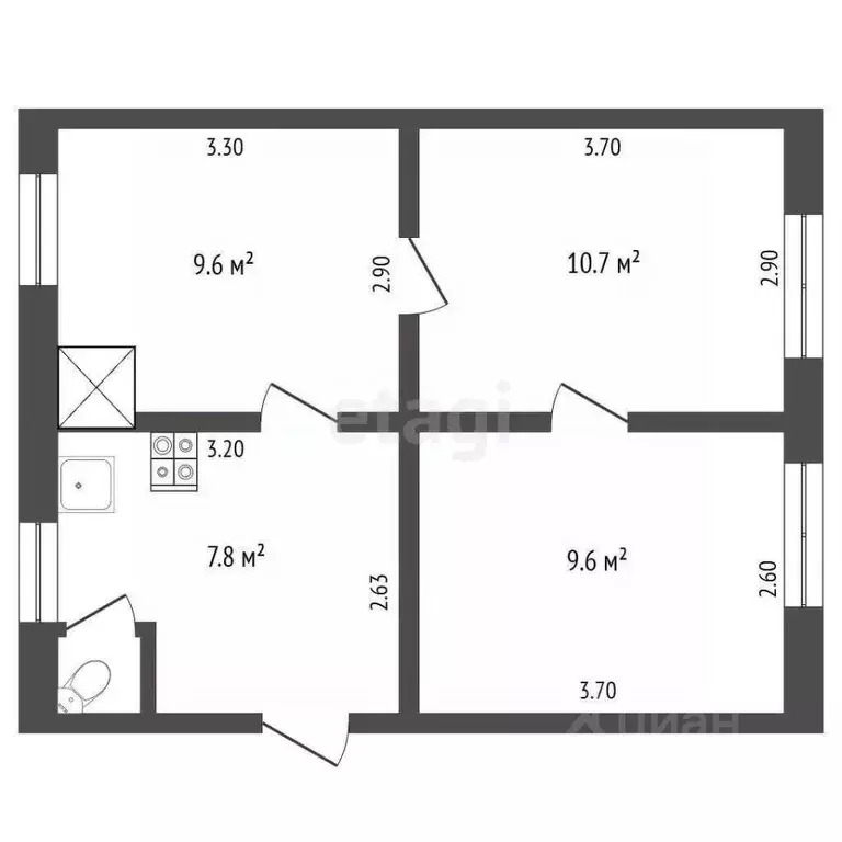 3-к кв. Самарская область, Самара ул. Фрунзе, 126 (37.9 м) - Фото 2