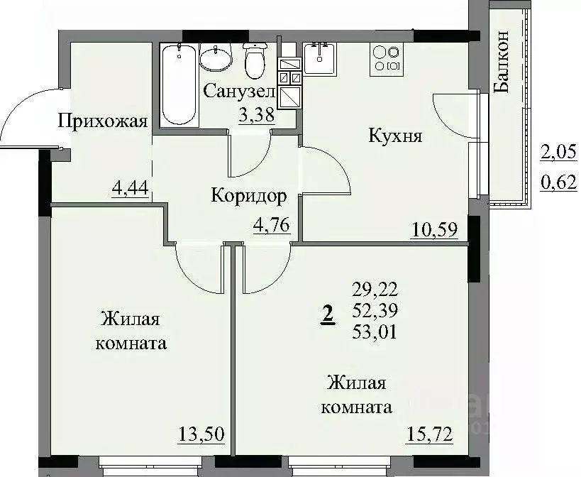 2-к кв. Удмуртия, Ижевск Автопроизводство жилрайон, 3-й мкр, Арден на ... - Фото 0