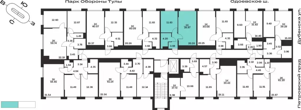 1-к кв. Тульская область, Тула Жукова Парк жилой комплекс (39.97 м) - Фото 1