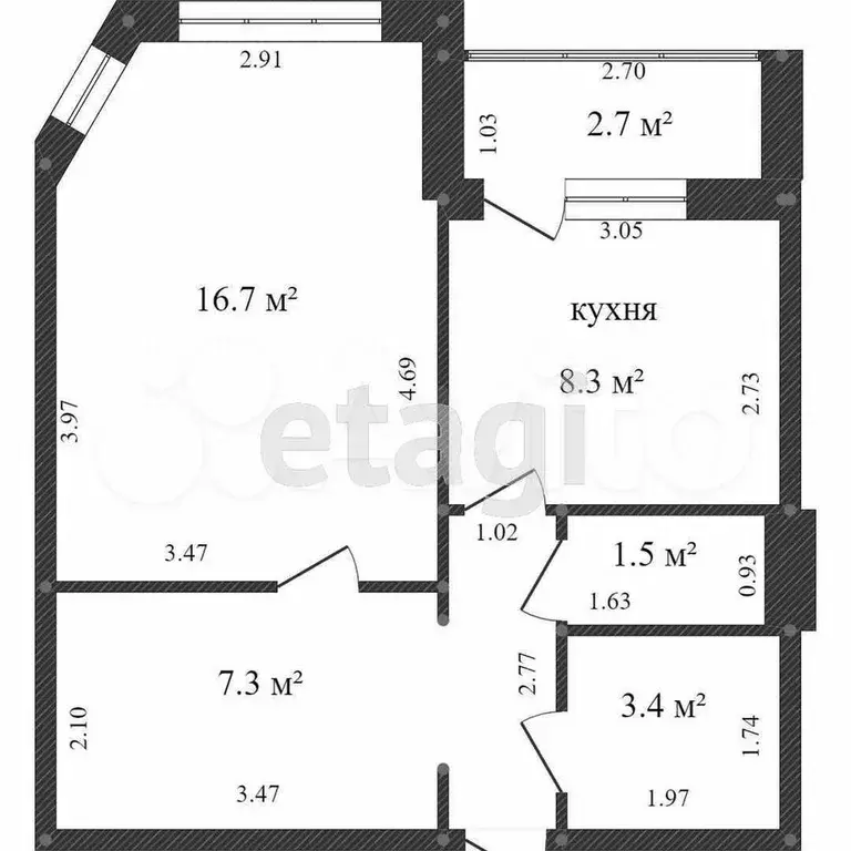 1-к. квартира, 40,2 м, 6/9 эт. - Фото 0