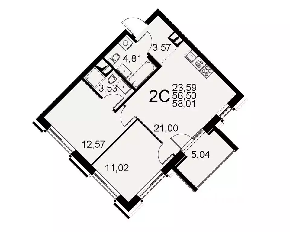 2-к кв. Тульская область, Тула Хлебная пл. (56.5 м) - Фото 0