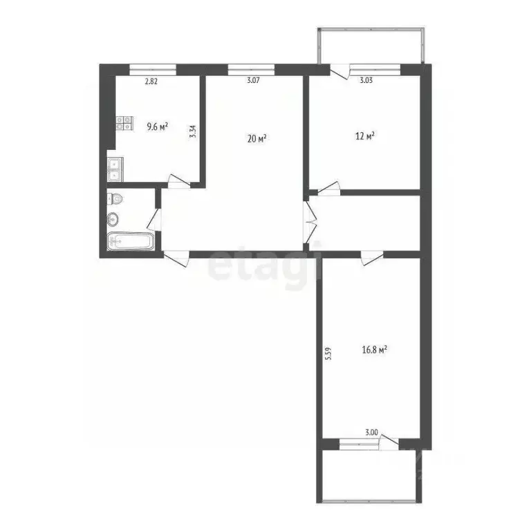 3-к кв. Пермский край, Пермь ул. Пушкина, 21 (69.4 м) - Фото 0