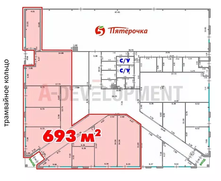 Торговая площадь в Татарстан, Казань ул. Дементьева, 72Б (693 м) - Фото 1