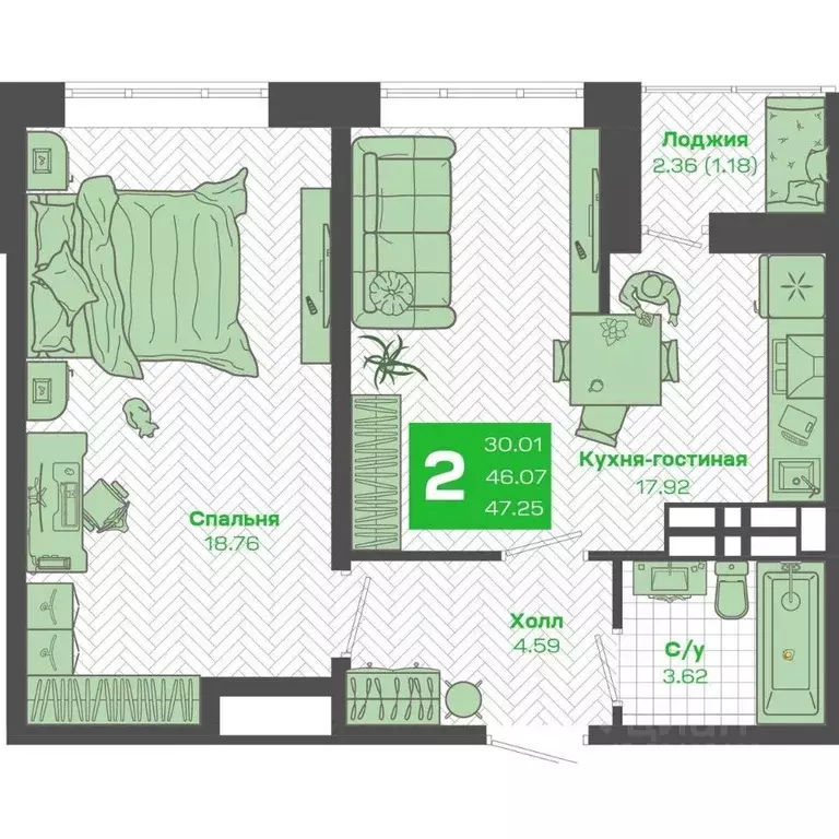 2-к кв. Приморский край, Владивосток Зеленый Бульвар 2 жилой комплекс ... - Фото 1