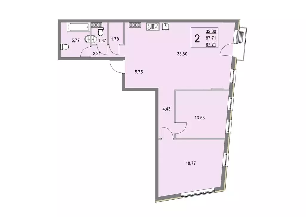 2-комнатная квартира: деревня Крюково, 6 (88.5 м) - Фото 0