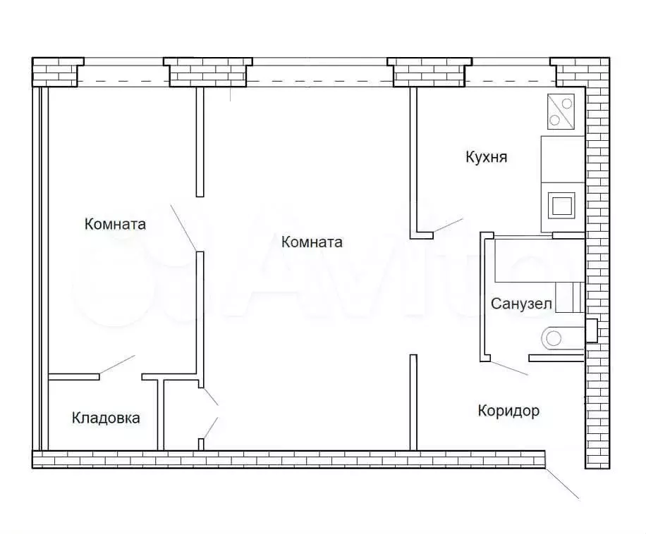 2-к. квартира, 44 м, 2/5 эт. - Фото 0