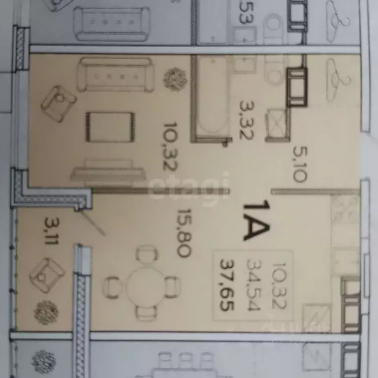 1-к кв. Пензенская область, Пенза ул. Баталина, 31 (37.7 м) - Фото 2