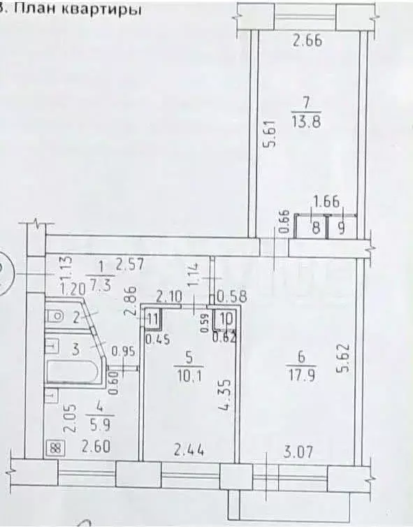 3-к кв. Удмуртия, Ижевск Пушкинская ул., 144 (56.9 м) - Фото 2