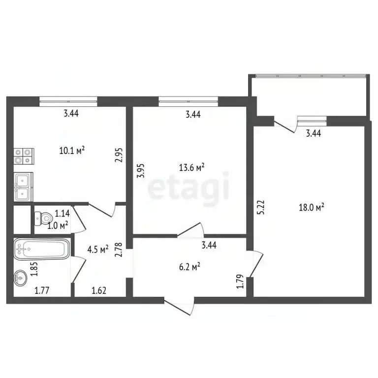 2-к кв. Санкт-Петербург ул. Маршала Казакова, 82к1 (56.7 м) - Фото 2
