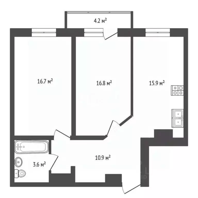 2-к кв. Тамбовская область, Тамбовский муниципальный округ, д. Крутые ... - Фото 1
