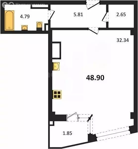 Квартира-студия: Севастополь, улица Лётчиков, 10 (48.9 м) - Фото 1