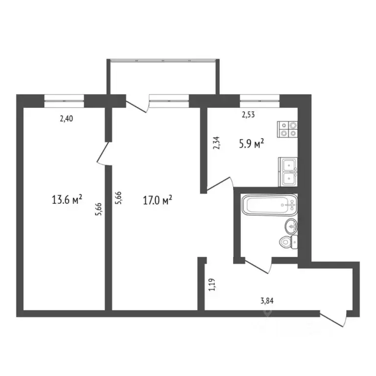 2-к кв. Тюменская область, Тюмень ул. Энергетиков, 62 (44.0 м) - Фото 2