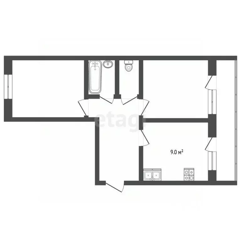2-к кв. Нижегородская область, Выкса ул. Лизы Чайкиной, 15 (52.6 м) - Фото 1