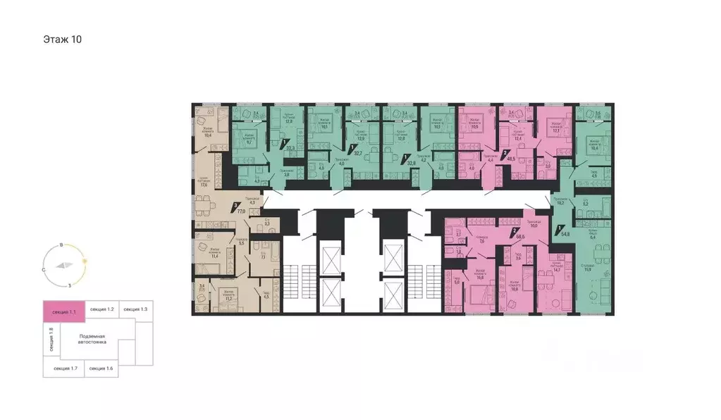 2-к кв. Свердловская область, Екатеринбург Вторчермет жилрайон,  (68.6 ... - Фото 1