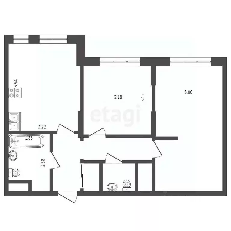 2-к кв. Москва, Москва, Московский г. ул. Лаптева, 9 (53.1 м) - Фото 1