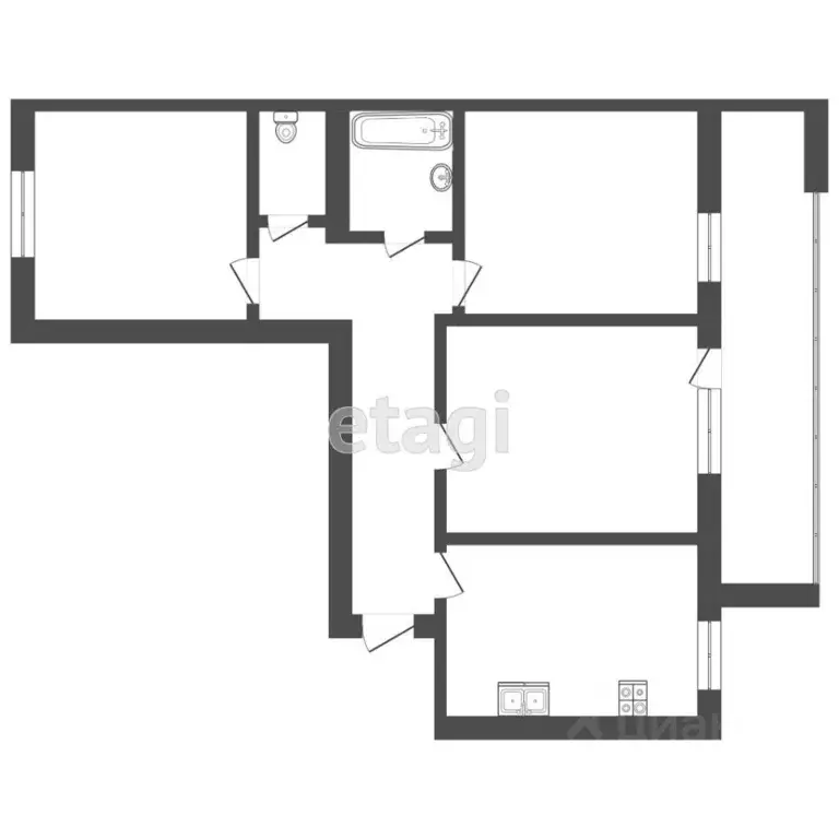 3-к кв. Тюменская область, Тюмень ул. Прокопия Артамонова, 9 (74.4 м) - Фото 2