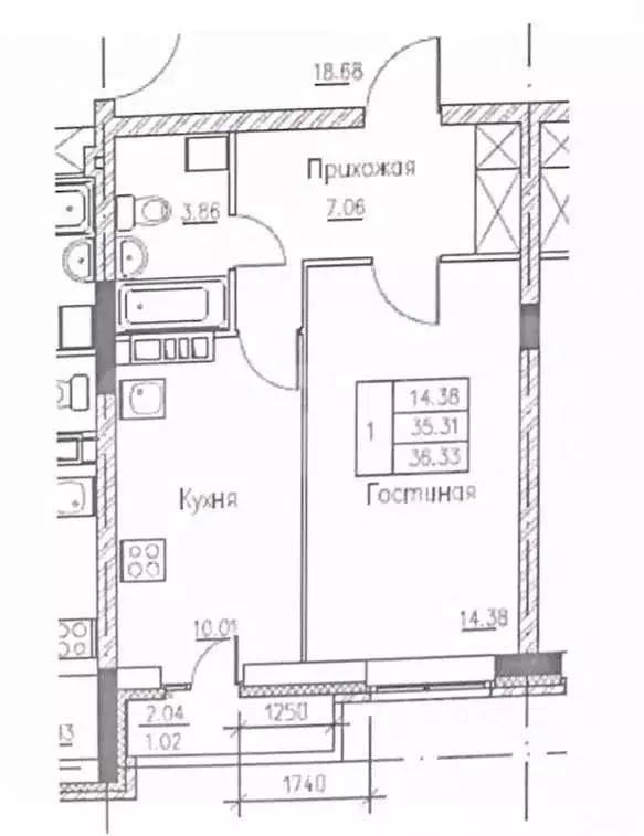 1-к кв. Пермский край, Пермь ул. Сакко и Ванцетти, 97 (35.2 м) - Фото 2