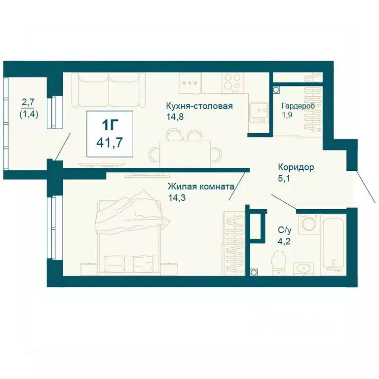 1-к кв. Свердловская область, Екатеринбург ул. 8 Марта, 197 (41.7 м) - Фото 0