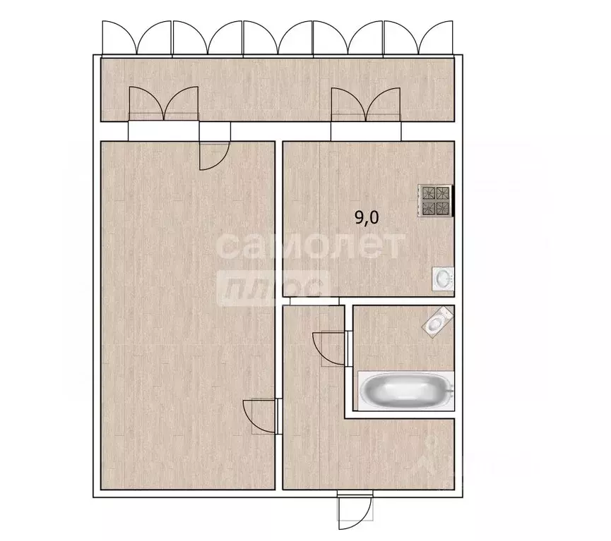 1-к кв. Тюменская область, Тюмень ул. Максима Горького, 10 (34.8 м) - Фото 2
