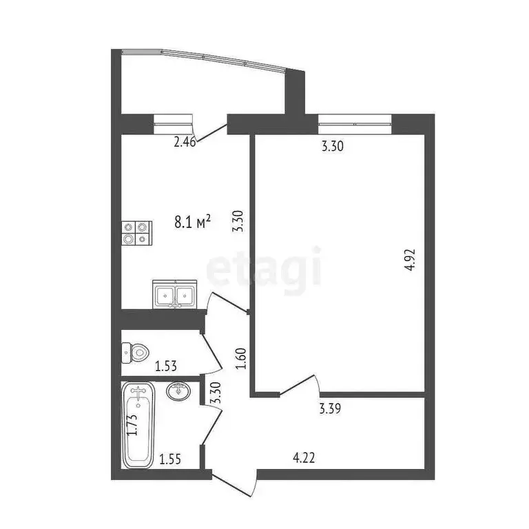 1-комнатная квартира: Тюмень, микрорайон Антипино, Беловежская улица, ... - Фото 1