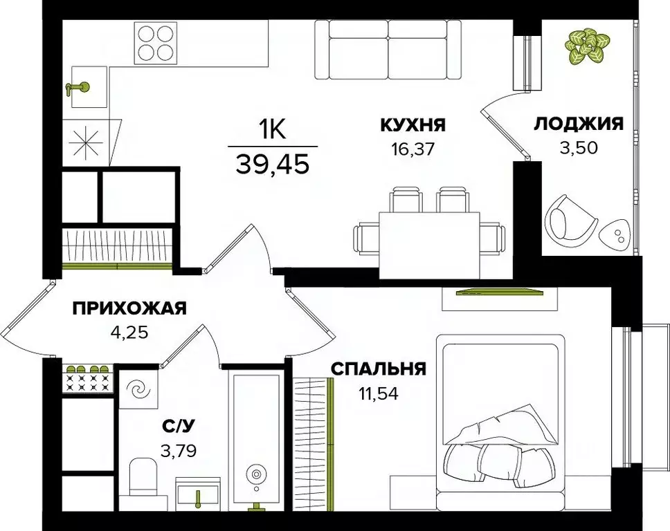 1-к кв. Тульская область, Тула  (39.45 м) - Фото 0