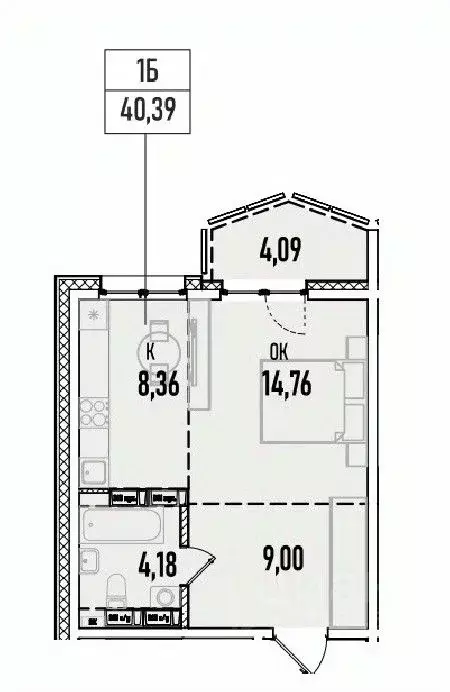 1-к кв. Иркутская область, Иркутск Донская ул., 5Г (40.39 м) - Фото 0