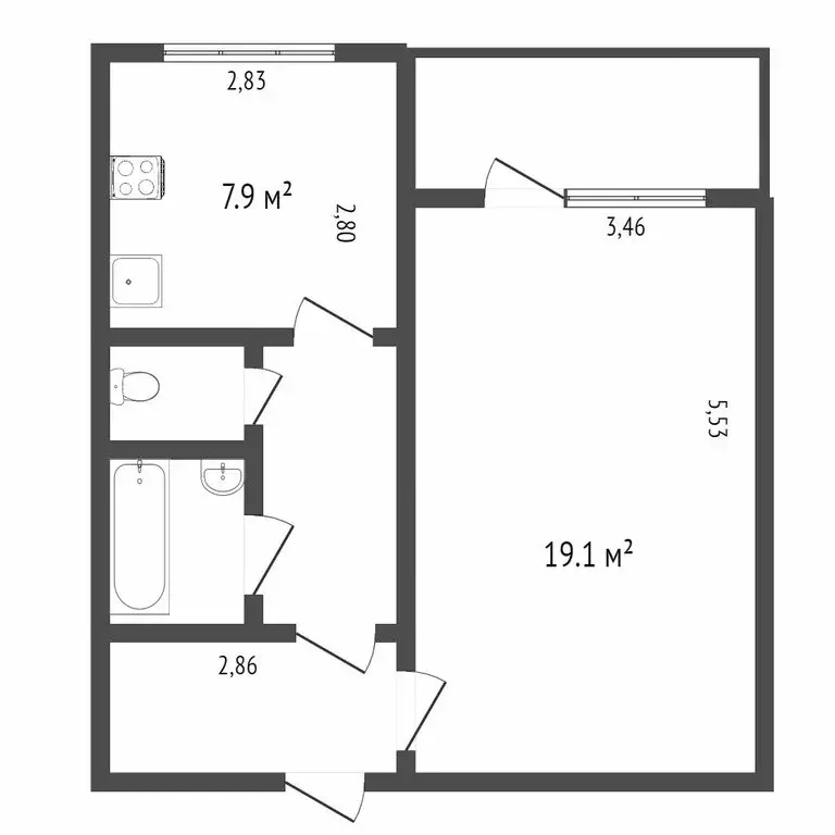 1-комнатная квартира: село Новая Усмань, Полевая улица, 55 (37.9 м) - Фото 1
