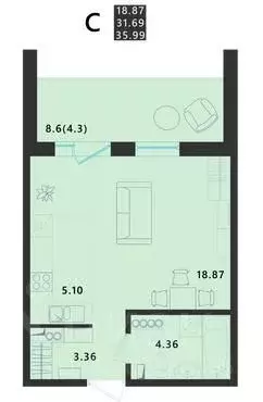 Студия Псковская область, Псковский район, Завеличенская волость, д. ... - Фото 1