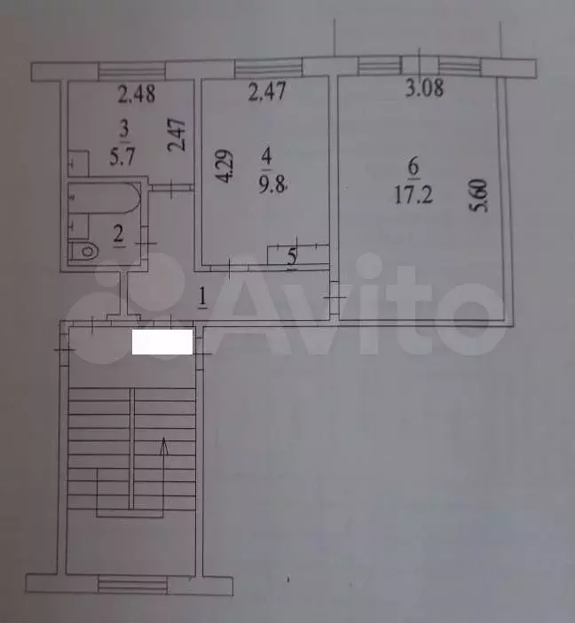 2-к. квартира, 42,3 м, 4/4 эт. - Фото 0