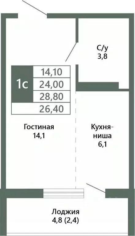 1-к кв. Кемеровская область, Кемерово 64-й мкр, Лучи жилой комплекс ... - Фото 1