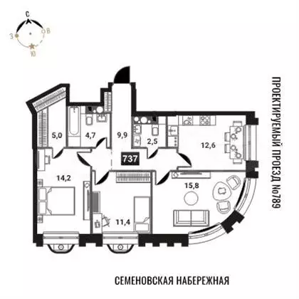 3-к. квартира, 76,1 м, 19/28 эт. - Фото 0