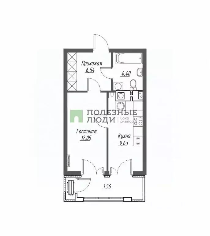 Студия Краснодарский край, Новороссийск просп. Ленина, 50к2 (33.0 м) - Фото 1