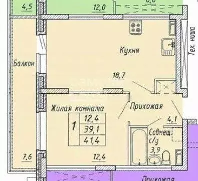 1-к кв. Орловская область, Орел ул. Матросова, 3Б (41.4 м) - Фото 1