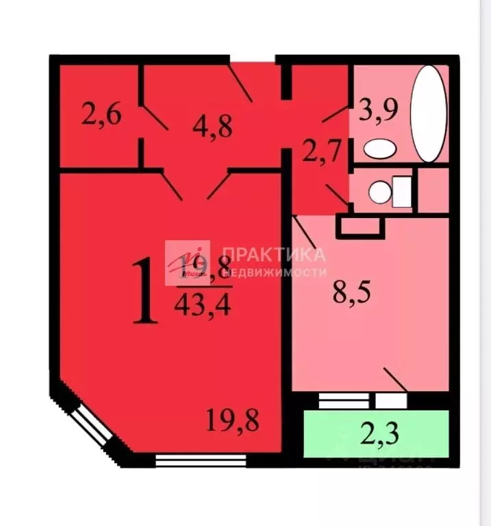 1-к кв. Москва Лебедянская ул., 36К1 (43.4 м) - Фото 2