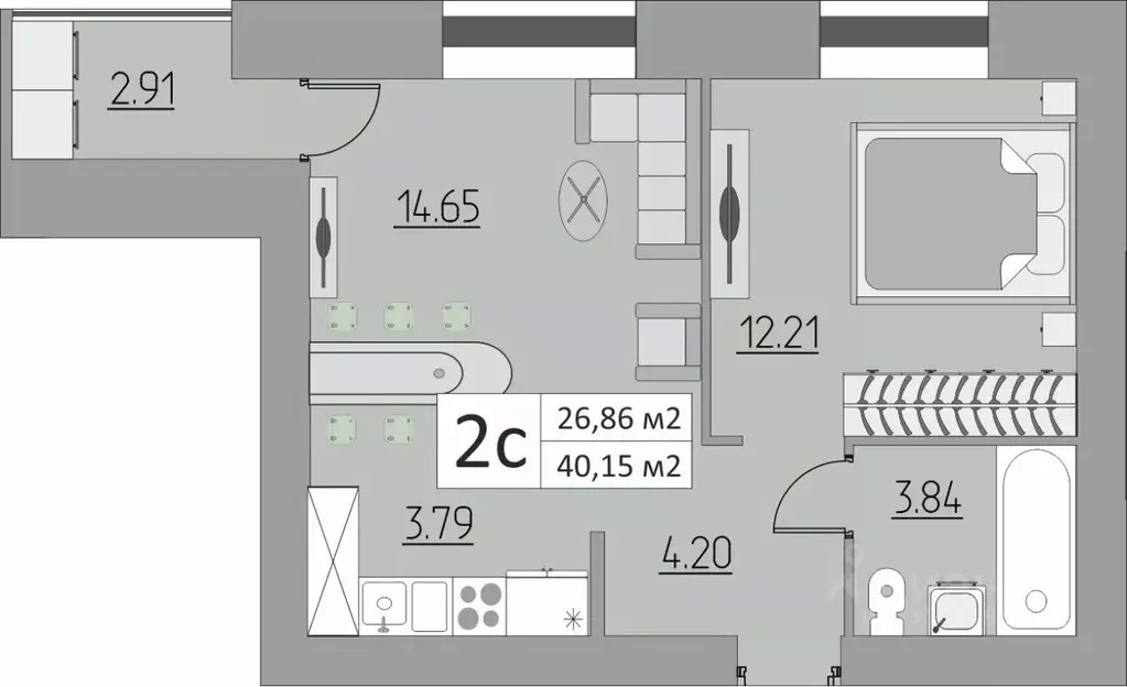 2-к кв. Оренбургская область, Оренбург Северо-Восточный жилрайон, 17-й ... - Фото 1