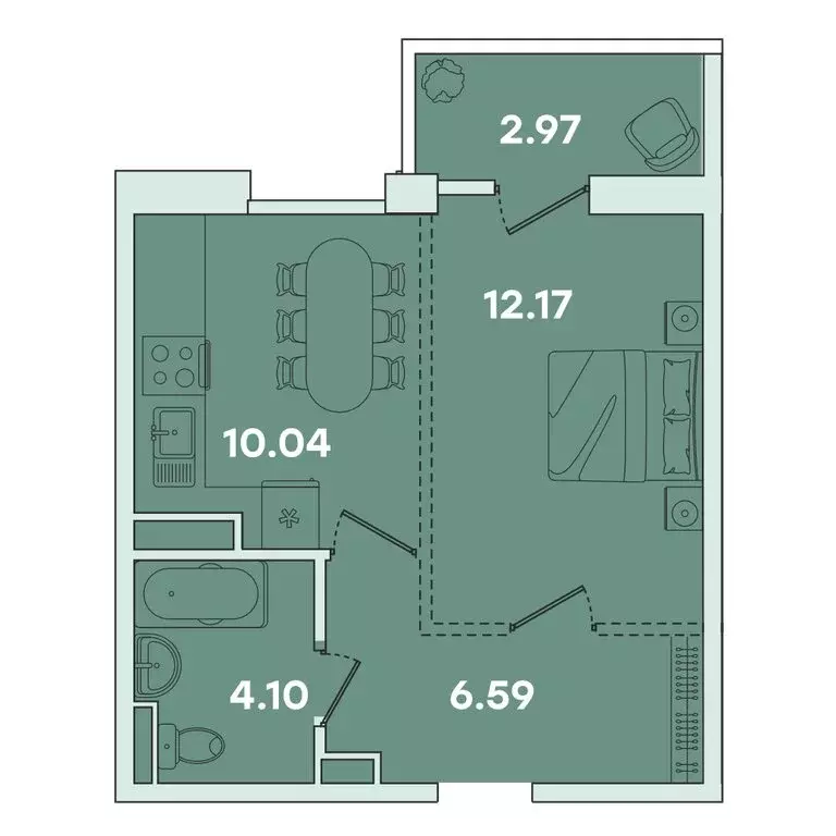 1-комнатная квартира: Иркутск, улица Петрова, 16 (35.87 м) - Фото 0