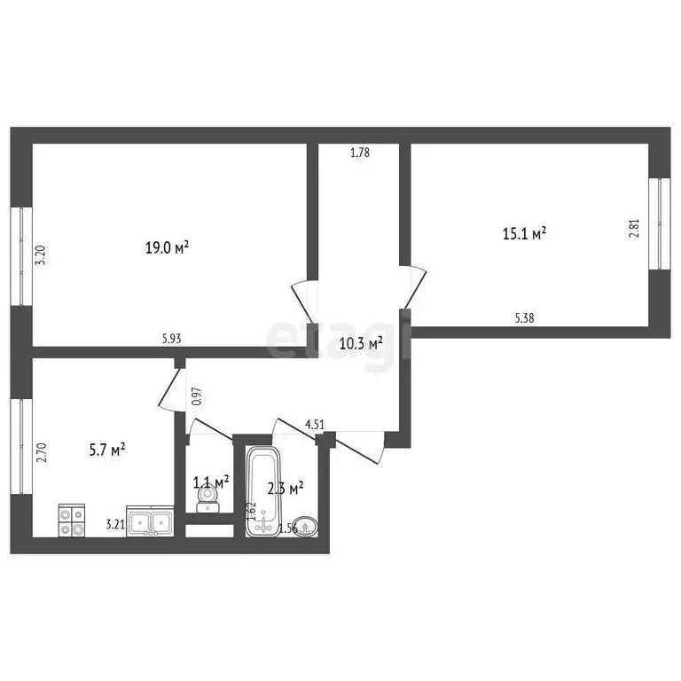 2-комнатная квартира: Новый Уренгой, район Коротчаево, проспект Мира, ... - Фото 1