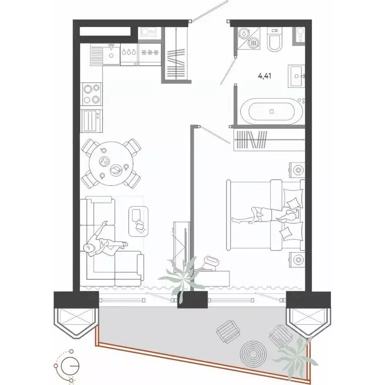 1-к кв. Приморский край, Владивосток Бархатная ул. (41.56 м) - Фото 1