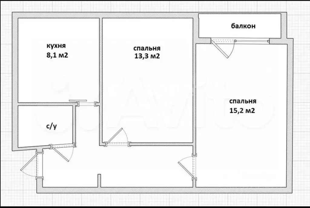 2-к. квартира, 46,6 м, 7/9 эт. - Фото 0