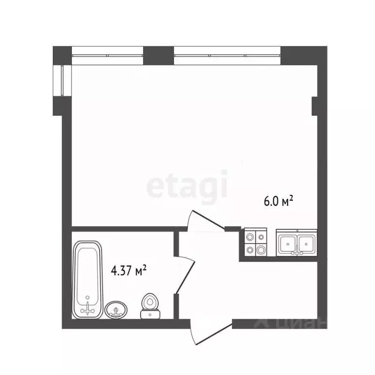 Студия Ростовская область, Батайск ул. Луначарского, 177Бк3 (29.0 м) - Фото 1