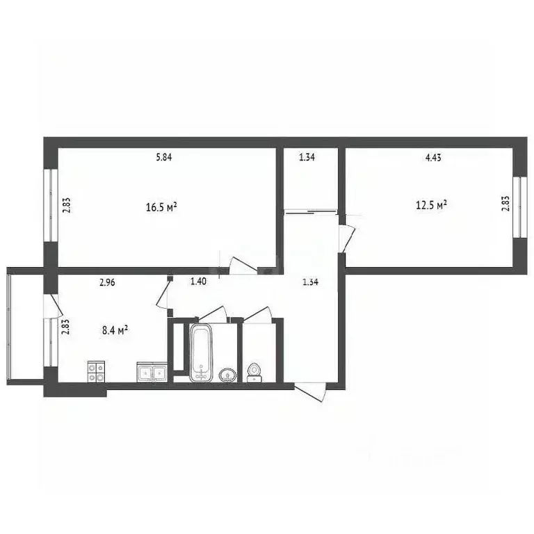 2-к кв. Кемеровская область, Кемерово просп. Восточный, 29 (52.4 м) - Фото 2