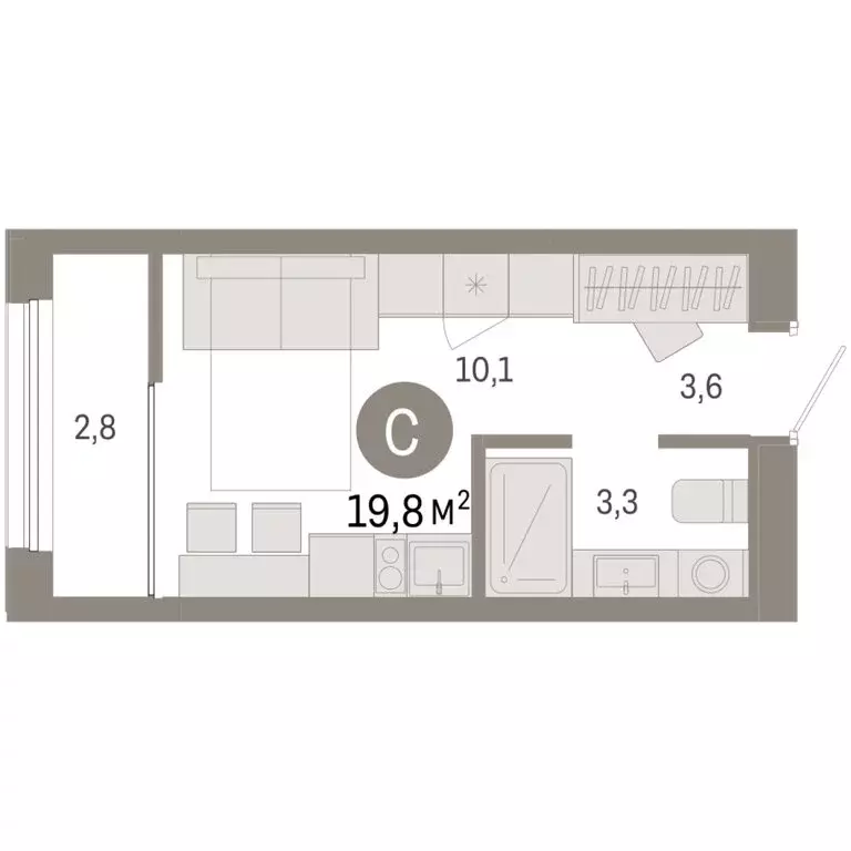 Квартира-студия: Тюмень, улица Республики, 205к1 (19.82 м) - Фото 2