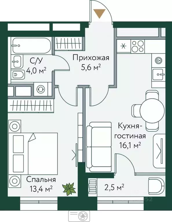 1-к кв. Волгоградская область, Волгоград Новосибирская ул., 74с1 ... - Фото 0