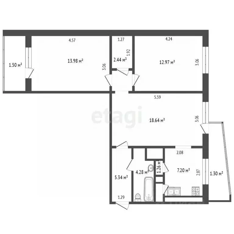 3-к кв. Мордовия, Саранск просп. 70 лет Октября, 110 (64.1 м) - Фото 2