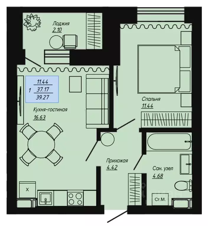 1-к кв. Волгоградская область, Волгоград пос. Ангарский, Клевер жилой ... - Фото 1